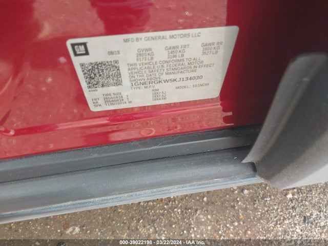 Chevrolet Traverse 1lt 2019 1GNERGKW5KJ134030 Image 9