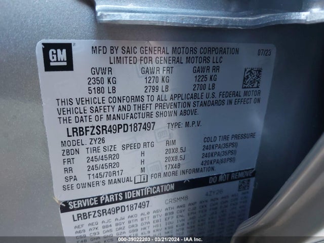 Buick Envision Avenir Awd 2023 LRBFZSR49PD187497 Image 9
