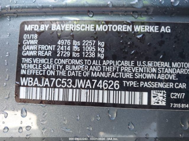 WBAJA7C53JWA74626 BMW 530i Xdrive