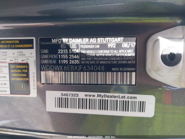 WDDWK6EBXJF634048 Mercedes-Benz Amg C 43 4matic