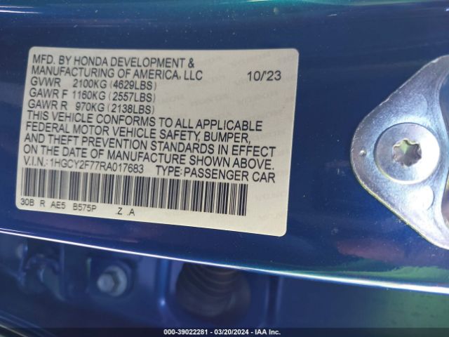 1HGCY2F77RA017683 Honda Accord Hybrid Sport-l