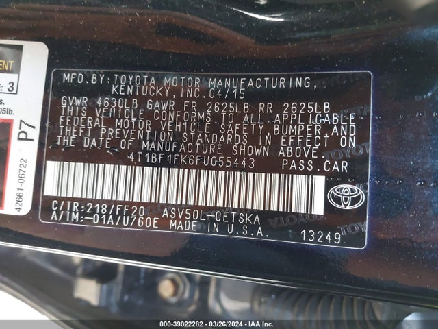 Toyota CAMRY SE 2015 4T1BF1FK6FU055443 Image 9