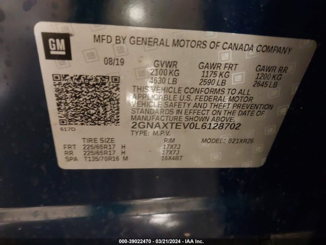 Chevrolet Equinox Awd 2fl 2020 2GNAXTEV0L6128702 Image 9