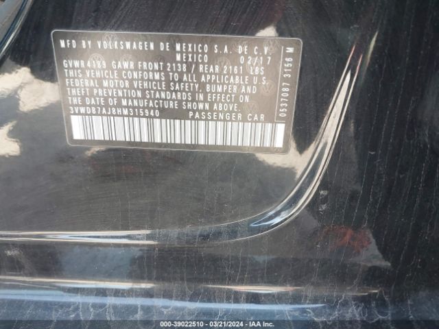 3VWDB7AJ8HM315940 Volkswagen Jetta 1.4t Se