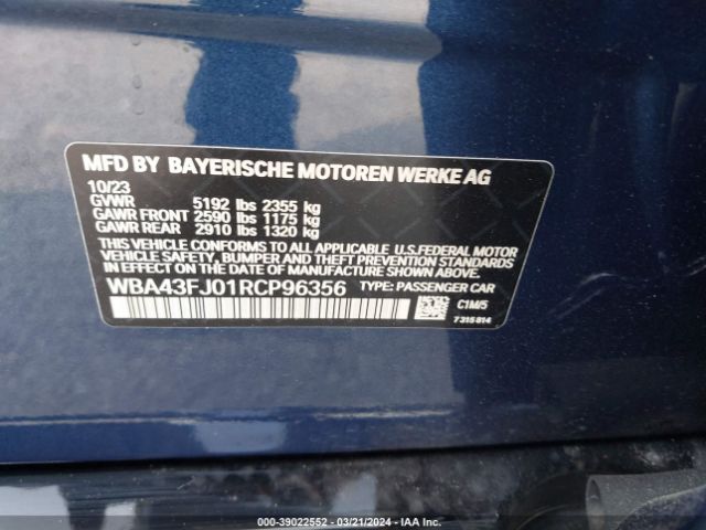 WBA43FJ01RCP96356 BMW 530 I