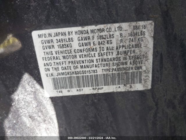 JHMGK5H83GS015783 Honda Fit Ex-l
