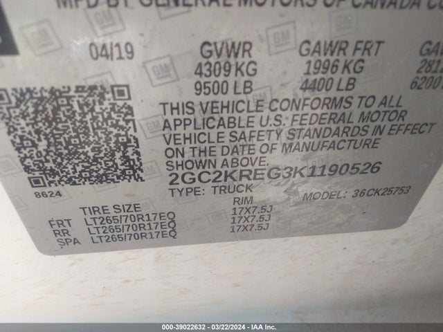 Chevrolet Silverado 2500hd Wt 2019 2GC2KREG3K1190526 Image 9