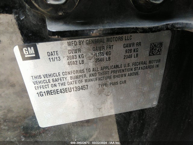 Chevrolet Volt 2014 1G1RE6E43EU139457 Image 9