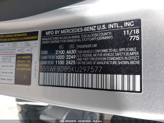 Mercedes-Benz C 300 2019 55SWF8DB5KU297577 Image 9