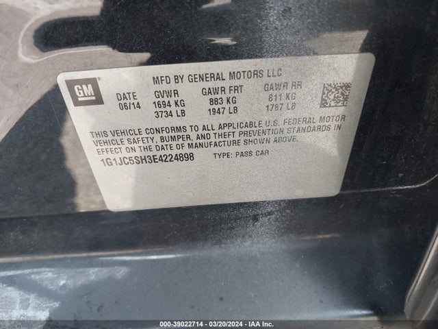 Chevrolet Sonic Lt Auto 2014 1G1JC5SH3E4224898 Image 9