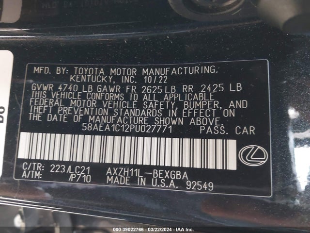 Lexus Es 300h Luxury 2023 58AEA1C12PU027771 Image 9