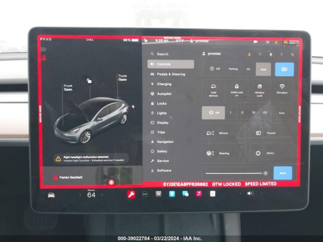 5YJ3E1EA8PF626882 Tesla Model 3 Rear-wheel Drive