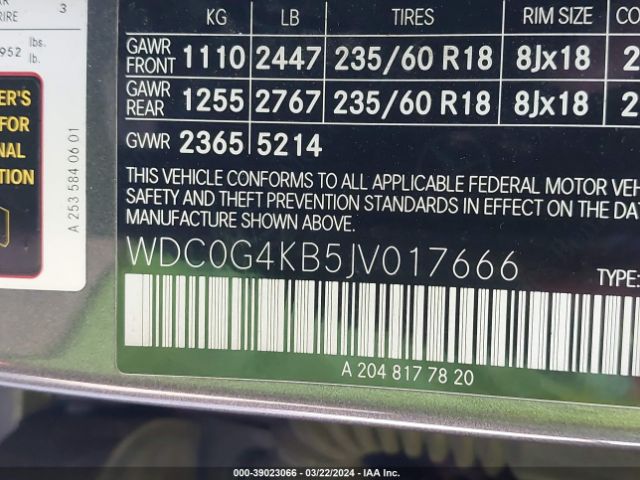 2018 MERCEDES-BENZ GLC 300 WDC0G4KB5JV017666 Photo 8