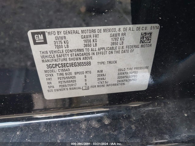 Chevrolet Silverado 1500 1lz 2014 3GCPCSEC9EG365588 Image 9
