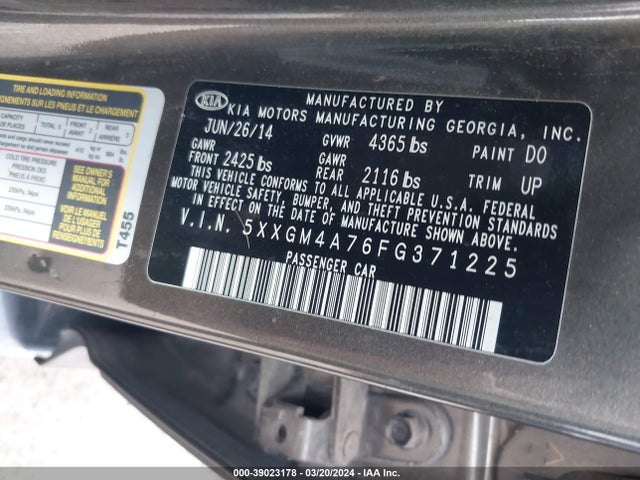 KIA Optima Lx 2015 5XXGM4A76FG371225 Image 9
