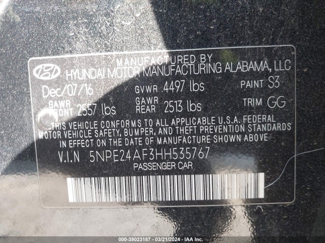 Hyundai SONATA SE 2017 5NPE24AF3HH535767 Image 9