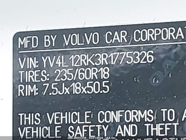 YV4L12RK3R1775326 Volvo Xc60 B5 Core Dark Theme