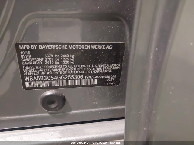 BMW 535i Xdrive 2016 WBA5B3C54GG255306 Image 9