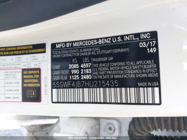 55SWF4JB7HU215435 Mercedes-Benz C 300 Luxury/sport