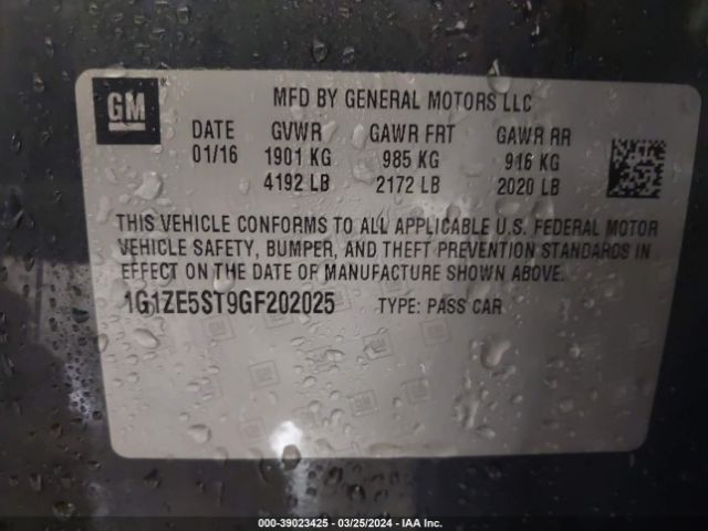 1G1ZE5ST9GF202025 Chevrolet MALIBU 1LT