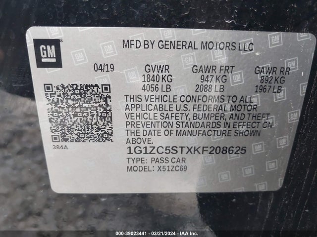 Chevrolet Malibu 1fl 2019 1G1ZC5STXKF208625 Image 9