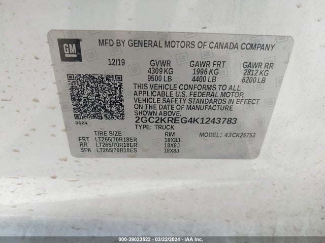 Chevrolet Silverado 2500hd Wt 2019 2GC2KREG4K1243783 Image 9