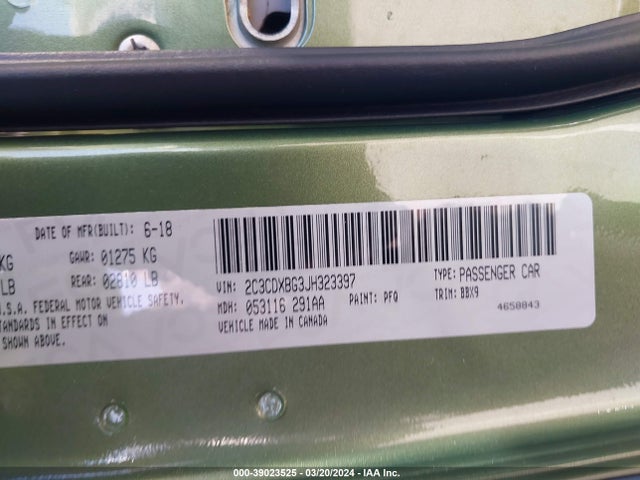 Dodge Charger Sxt Rwd 2018 2C3CDXBG3JH323397 Image 9