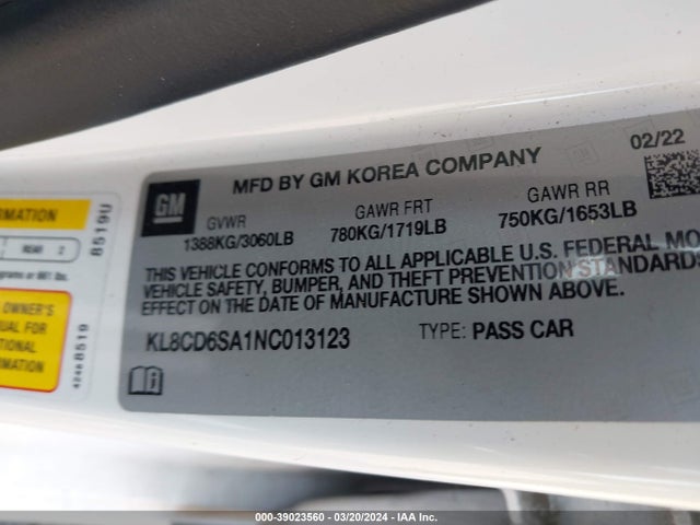 Chevrolet Spark Fwd 1lt Automatic 2022 KL8CD6SA1NC013123 Image 9