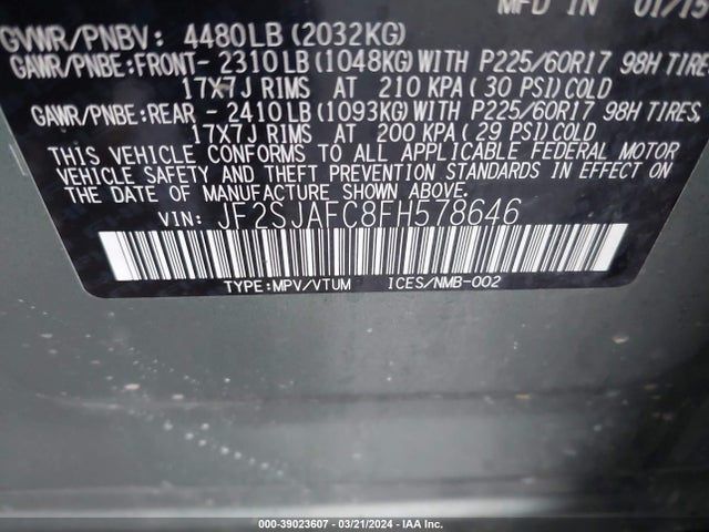 Subaru Forester 2.5i Premium 2015 JF2SJAFC8FH578646 Image 9