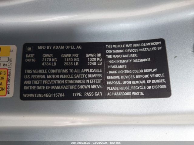 W04WT3N54GG115784 Buick Cascada Premium