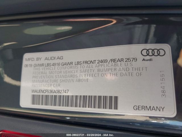 WAUENCF53KA082747 Audi A5 45 Premium