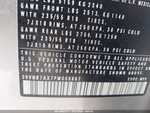 3VVNB7AX7PM008867 Volkswagen Tiguan 2.0t Se