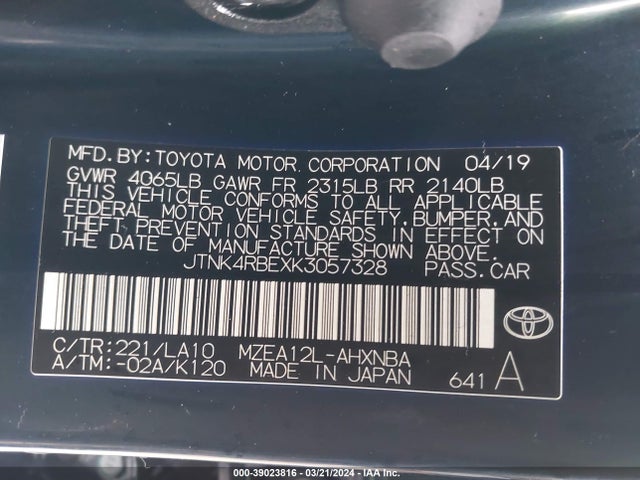 Toyota Corolla Xse 2019 JTNK4RBEXK3057328 Image 9