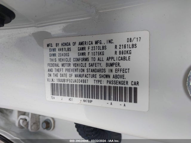 19UUB1F52JA004987 Acura Tlx Tech Pkg