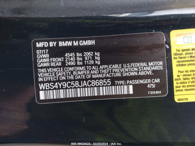 WBS4Y9C58JAC86855 BMW M4