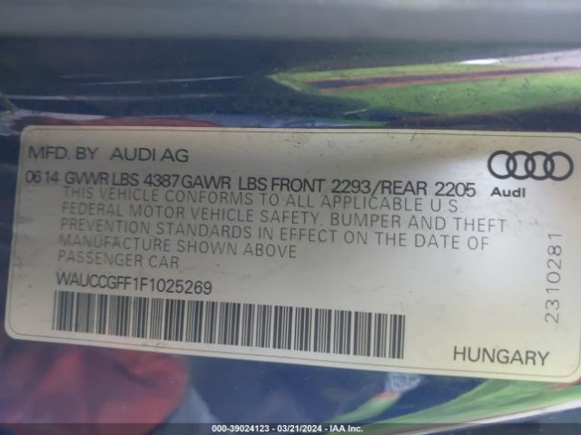 WAUCCGFF1F1025269 Audi A3 1.8t Premium