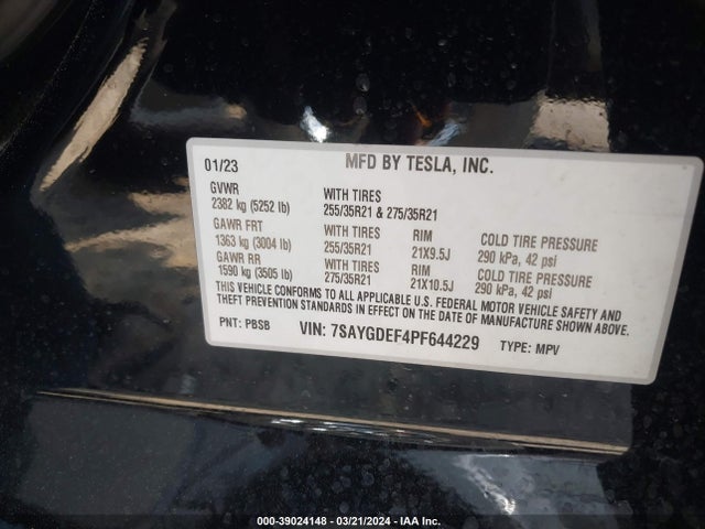 7SAYGDEF4PF644229 Tesla Model Y Awd/performance Dual Motor All-wheel Drive