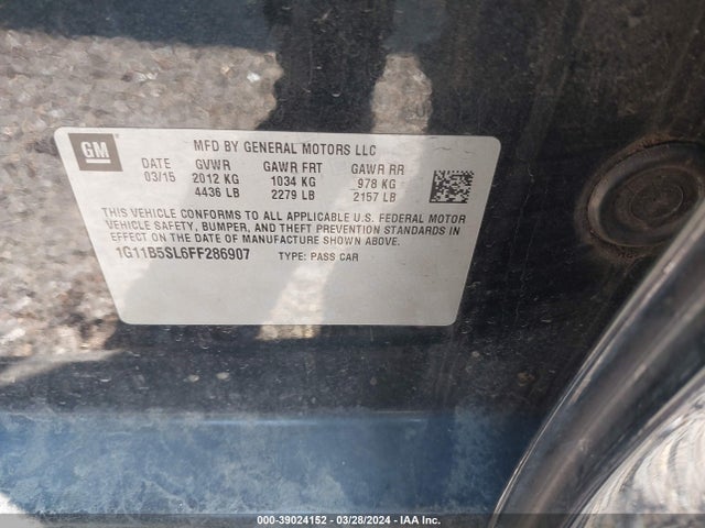 Chevrolet MALIBU LS 2015 1G11B5SL6FF286907 Image 9