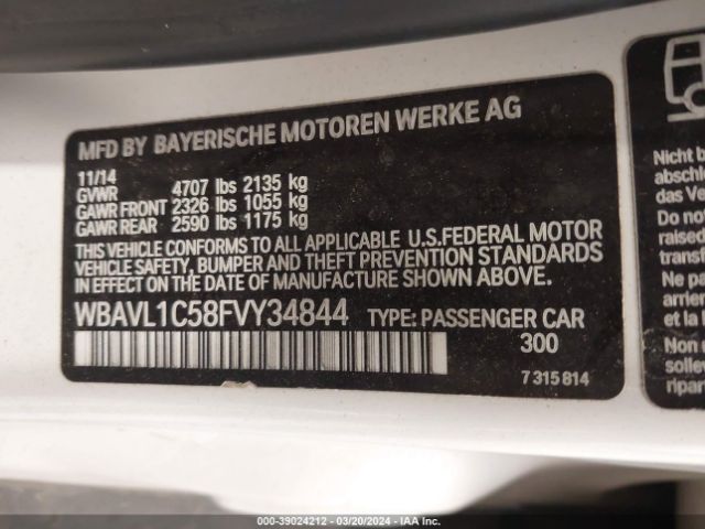 WBAVL1C58FVY34844 BMW X1 Xdrive28i