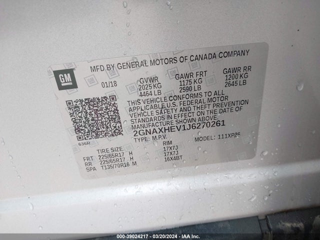 Chevrolet EQUINOX LS 2018 2GNAXHEV1J6270261 Image 9