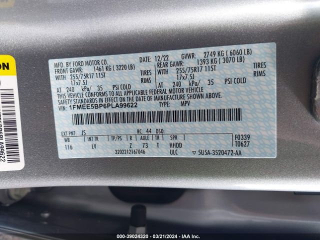 1FMEE5BP6PLA99622 Ford Bronco Big Bend