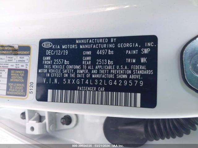KIA Optima Lx 2020 5XXGT4L32LG429579 Image 9