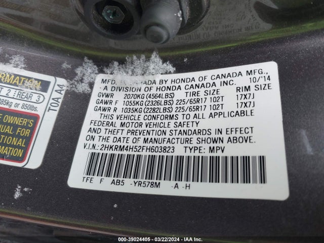 Honda CR-V EX 2015 2HKRM4H52FH603823 Image 9
