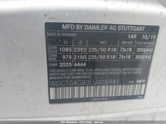 WDCTG4GB3LU028941 Mercedes-Benz Gla 250 4matic