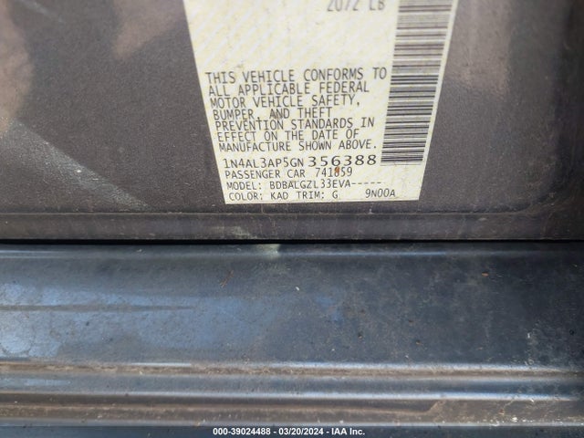 Nissan Altima 2016 1N4AL3AP5GN356388 Image 9