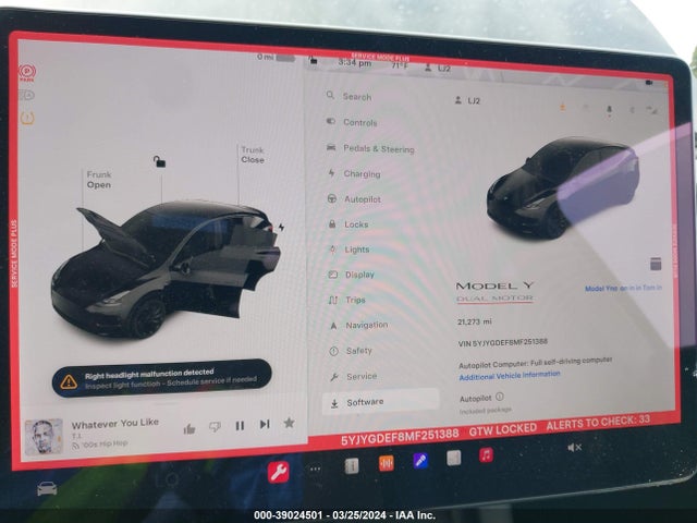5YJYGDEF8MF251388 Tesla Model Y Performance Dual Motor All-wheel Drive