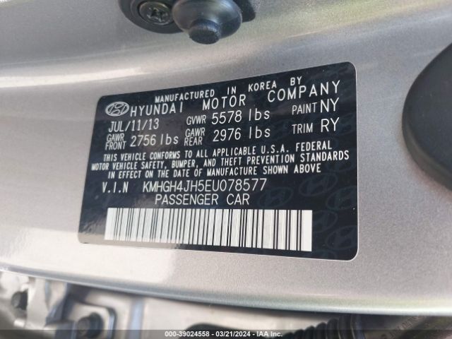 KMHGH4JH5EU078577 Hyundai Equus Signature