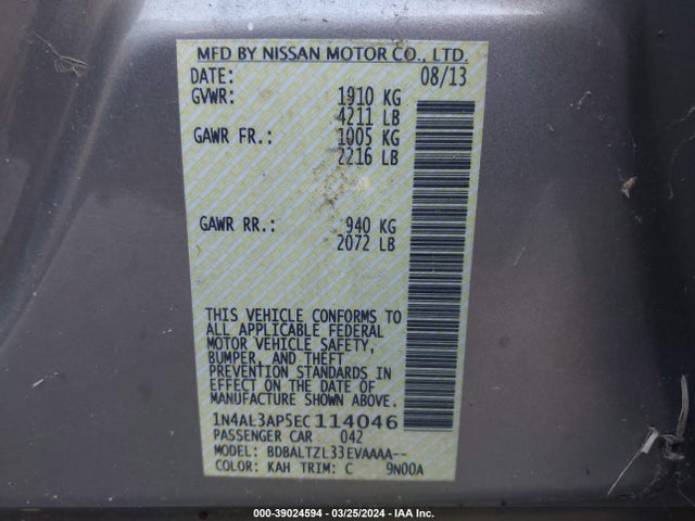 Nissan Altima 2.5 Sv 2014 1N4AL3AP5EC114046 Image 9