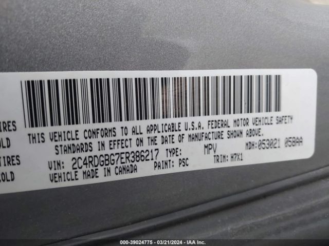 2C4RDGBG7ER386217 Dodge Grand Caravan American Value Pkg