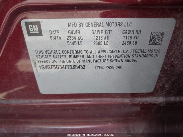 1G4GF5G34FF268433 Buick Lacrosse Premium Ii